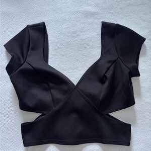 Cropped Black Women's Top with Cutouts